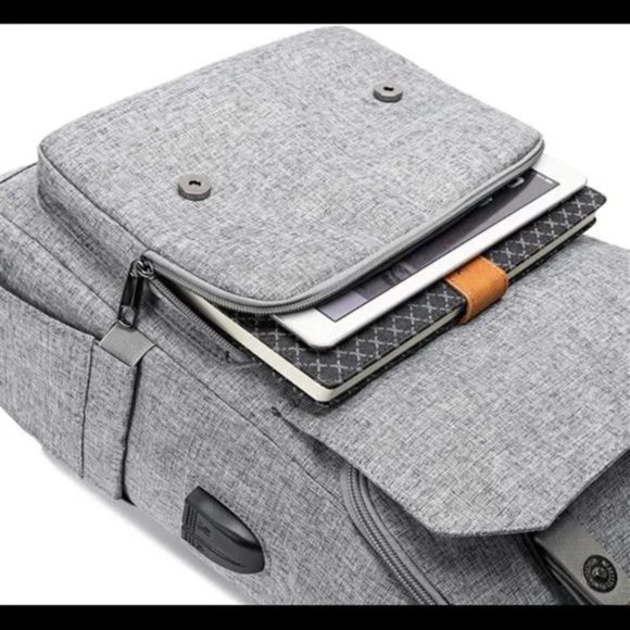 New Backpack Travel Laptop Backpack with usb Charging Fits 15.6 Inch Laptop Grey - Picture 6 of 7